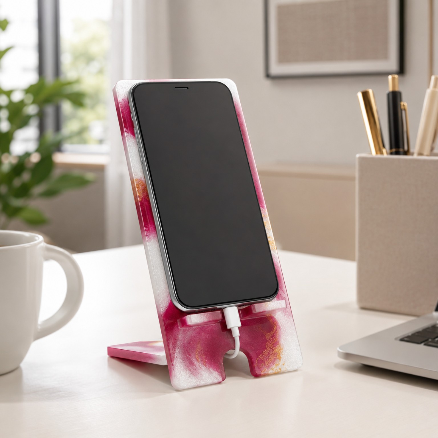 Pink & White Resin Stand